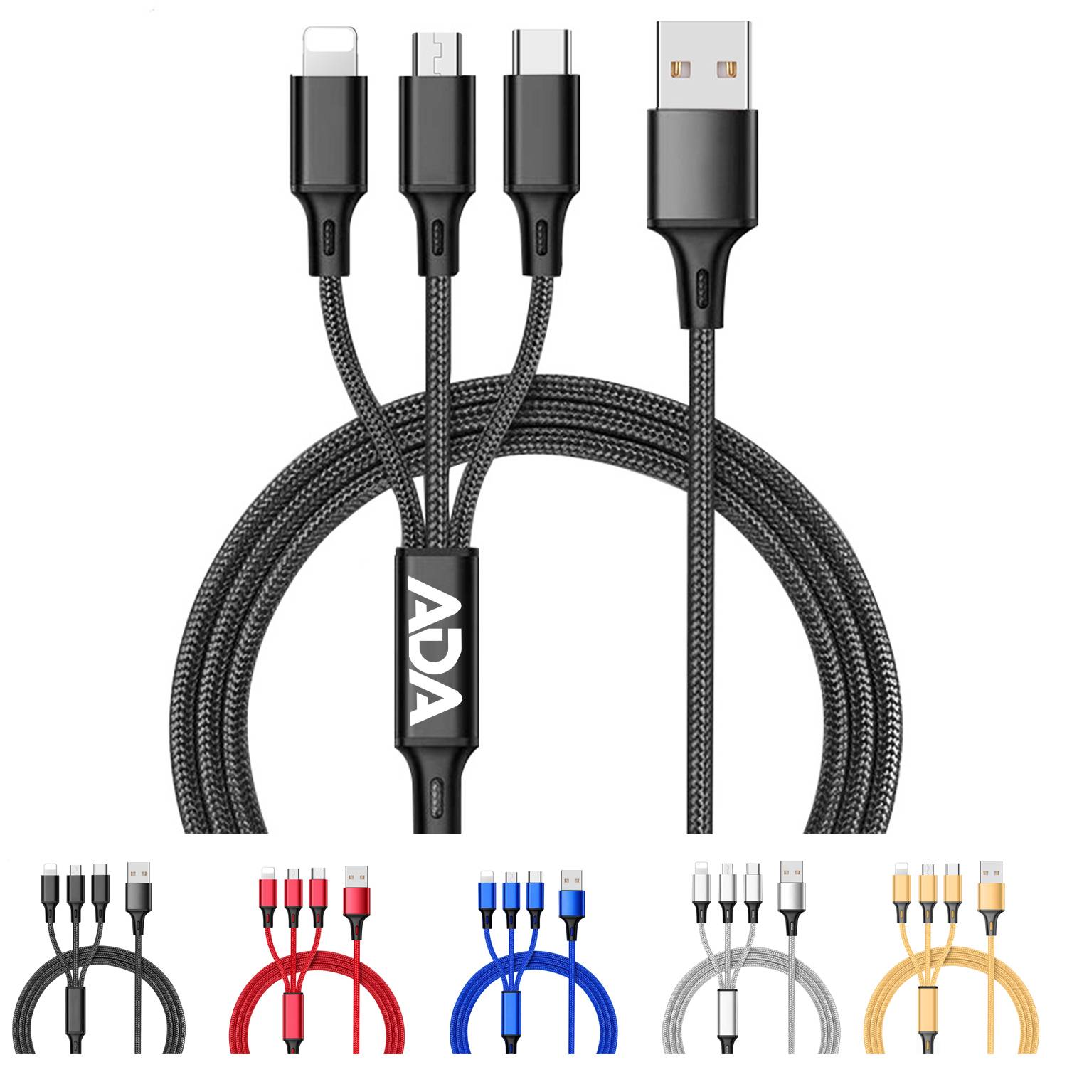 3 in 1 Nylon Braided Universal Charging Cable 3
