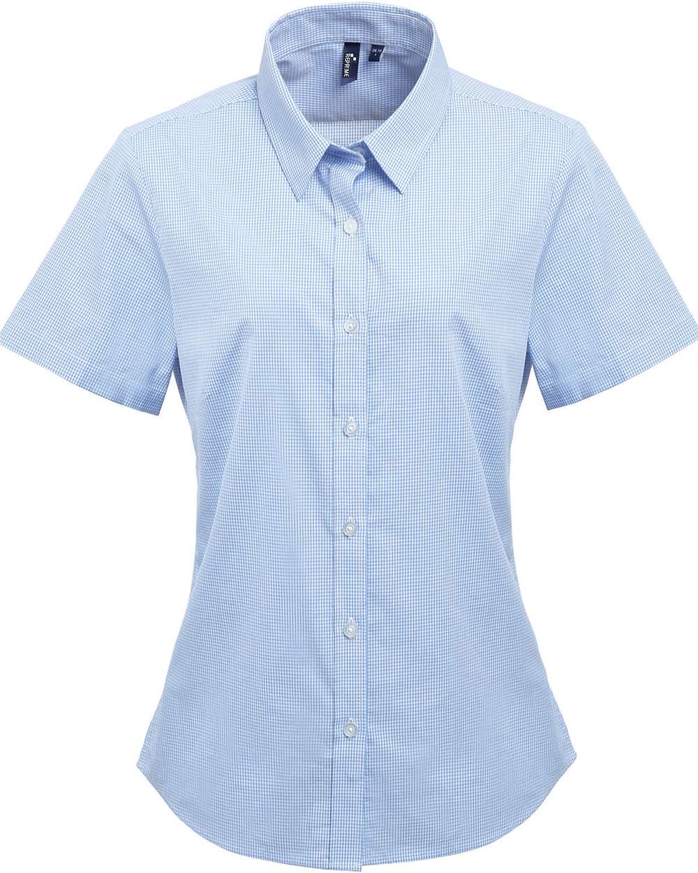 Women's Microcheck Gingham Short Sleeve Cotton Dress Shirt - RP321 28