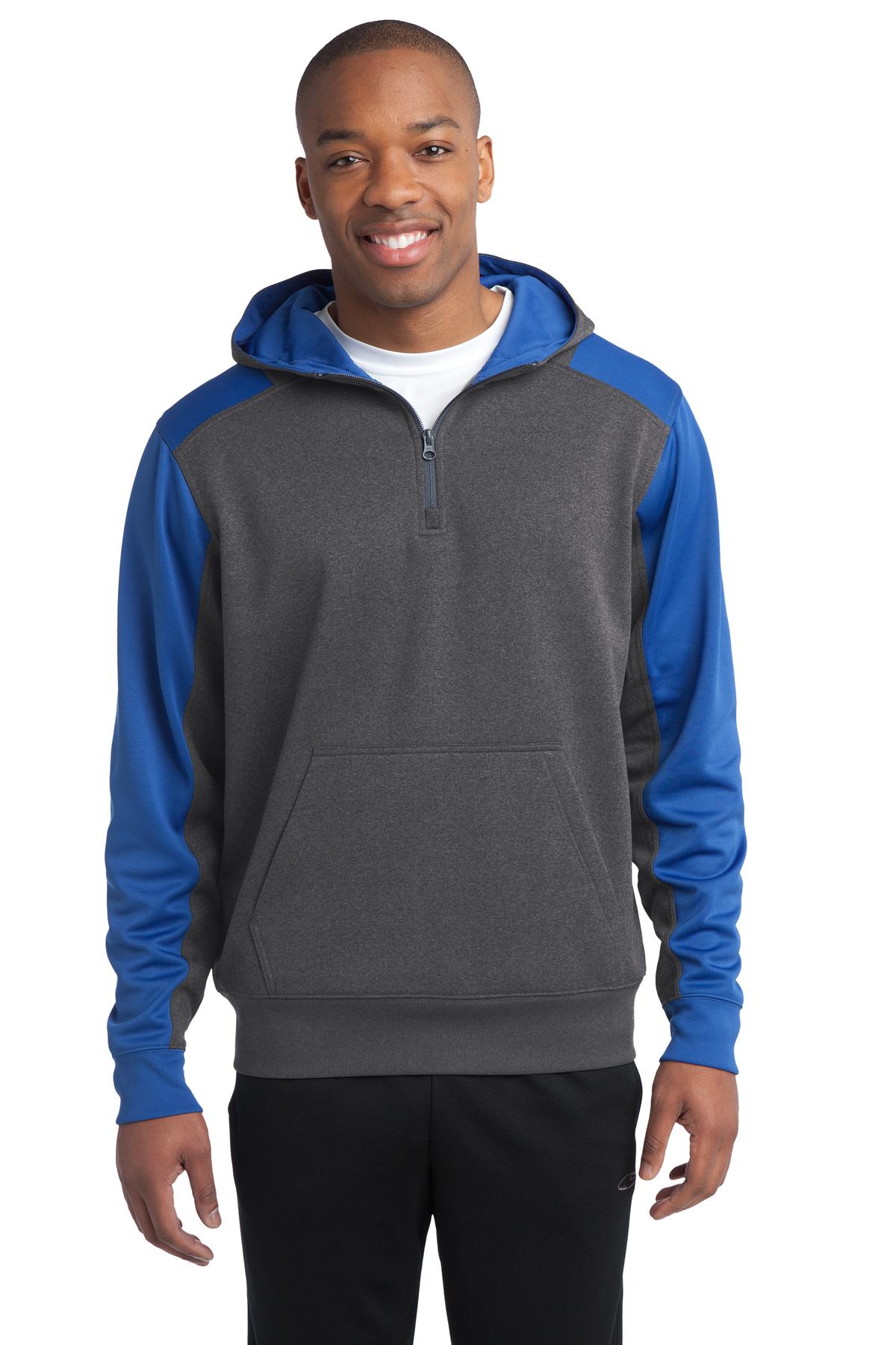 Sport-Tek Tech Fleece Colorblock 1/4-Zip Hooded Sweatshirt. ST249, custom hoodie or sweatshirt with logo imprint 50