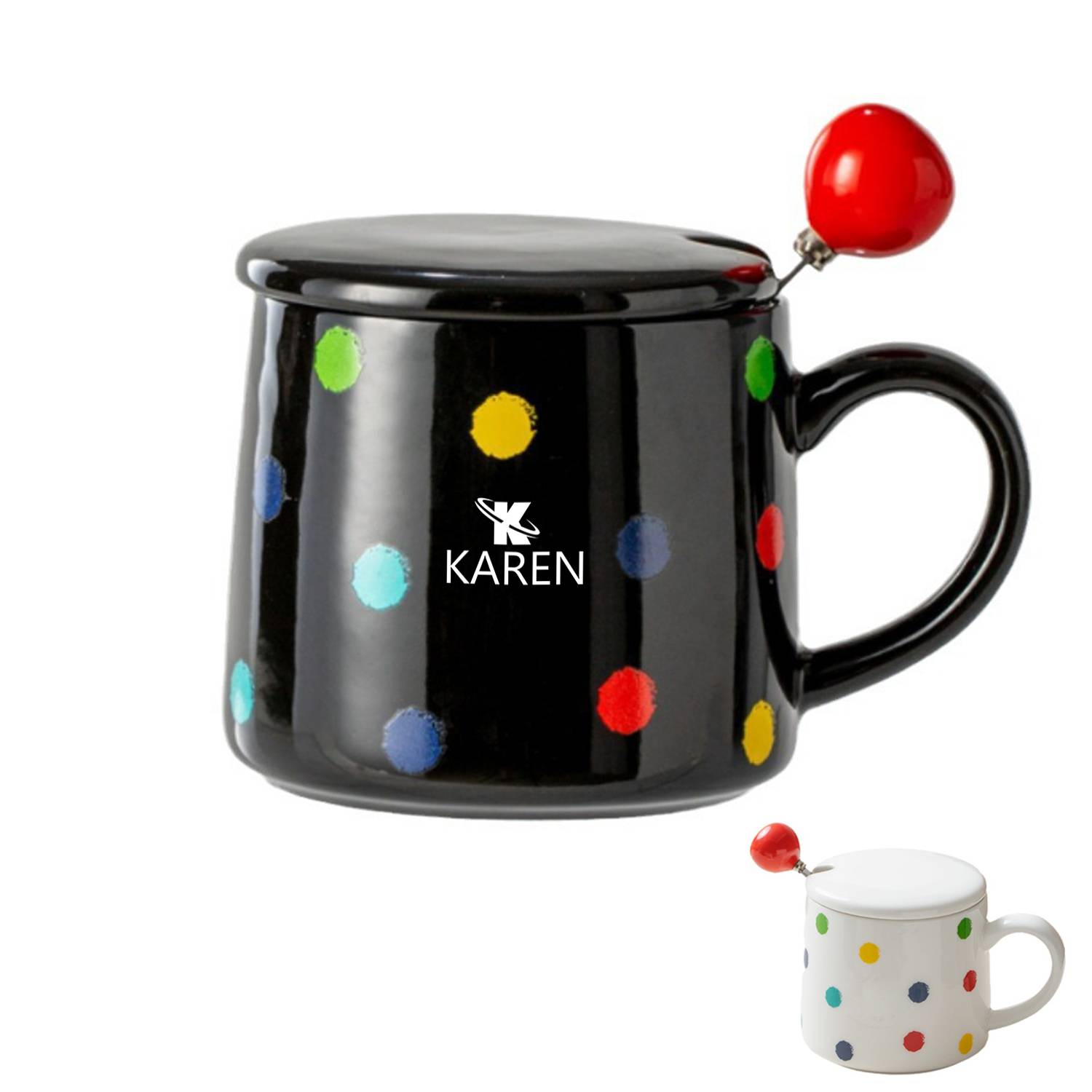 Cute Ceramic Cup With Lid And Spoon Novelty Mug 1