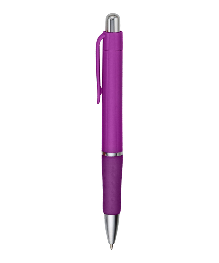 Union Printed - Rigid - Solid Colored Ballpoint Click Pen with Matching Rubber Grip 5