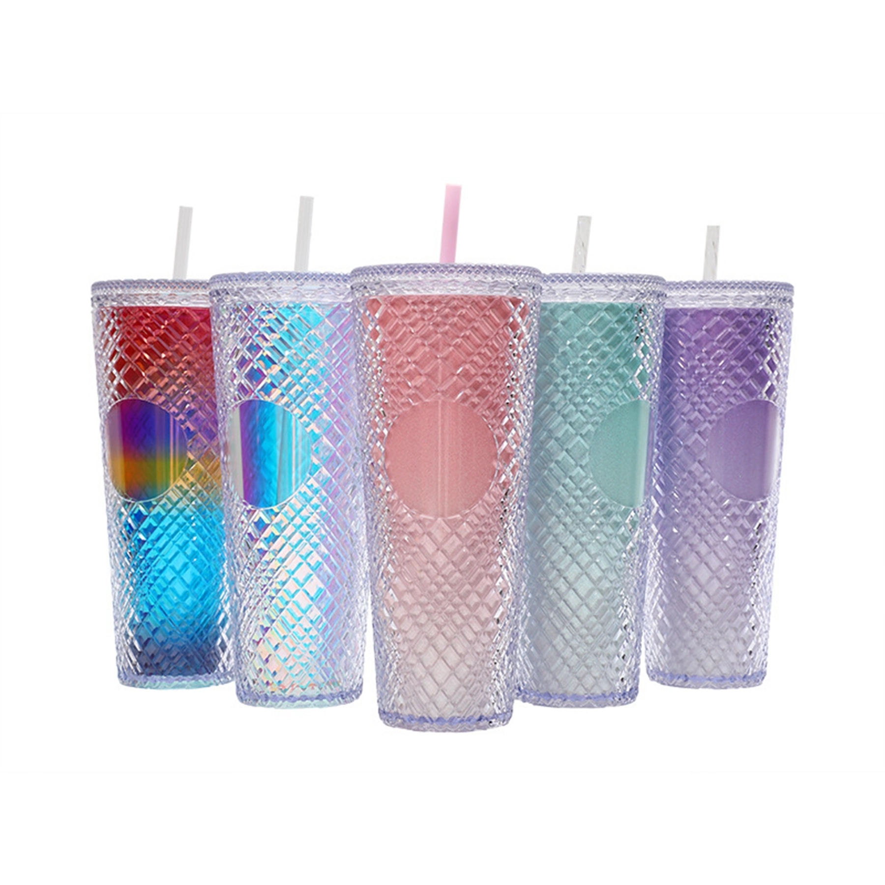 24 Oz. Plastic Double Wall Coffee Tumbler with Straw 9