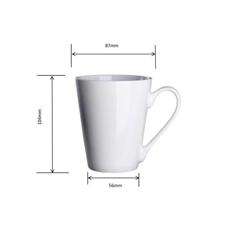 12 oz V Shape White Ceramic Mug 2