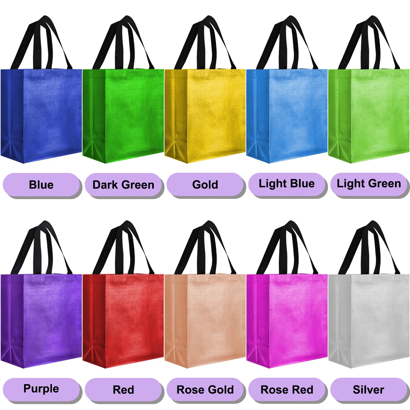 Gift Bags Shopping Glossy Reusable Grocery Tote with Handles 18