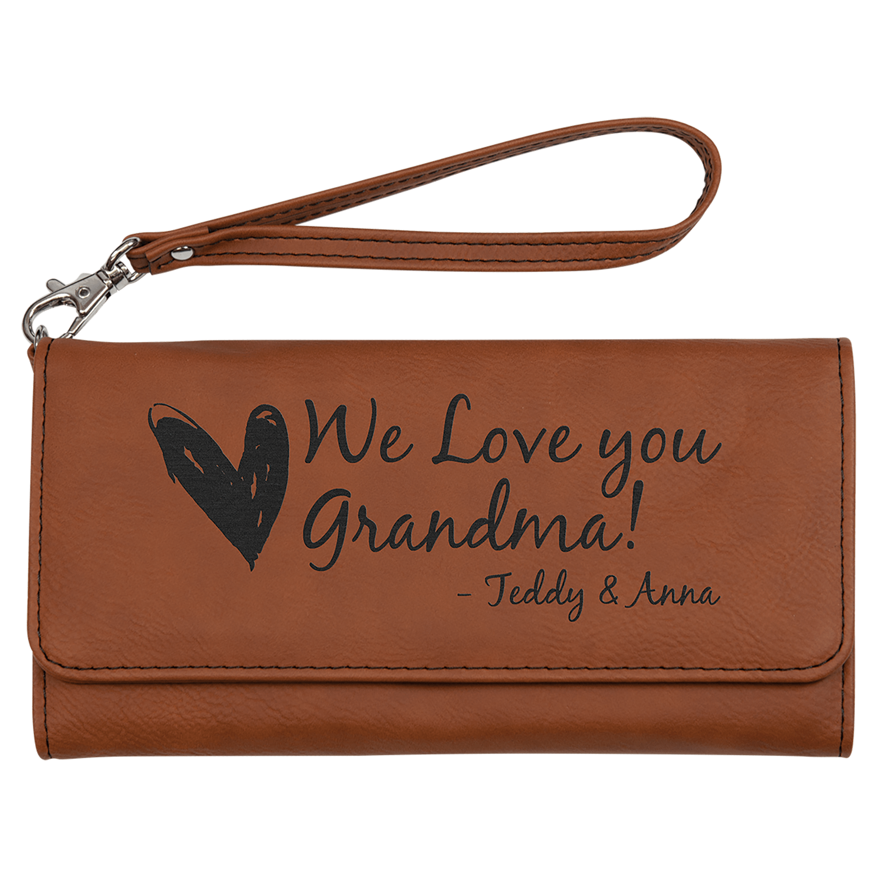 7 1/2" X 4" Laserable Leatherette Wallet With Strap 7