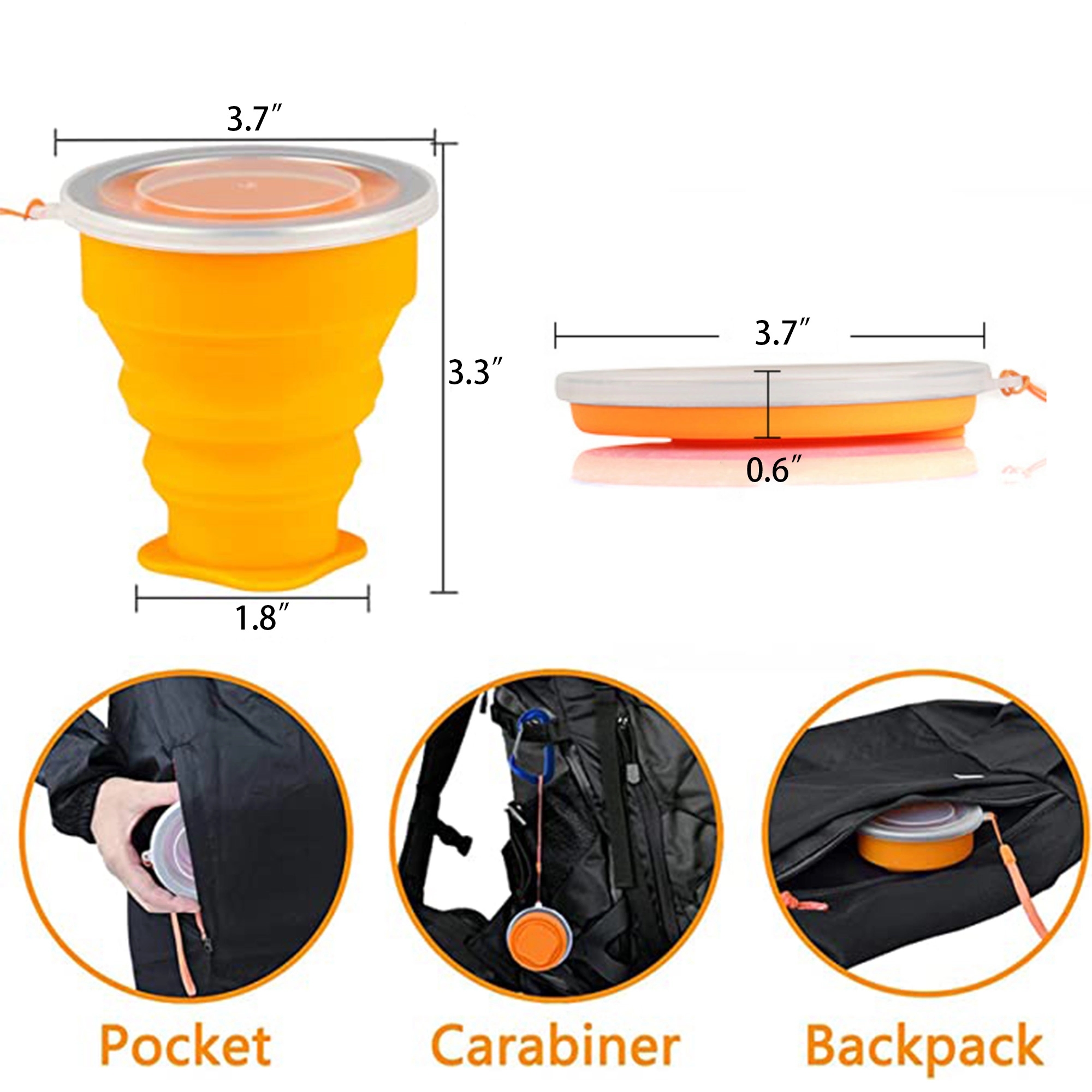 9 oz Silicone Collapsible Travel Cup With Lid 8