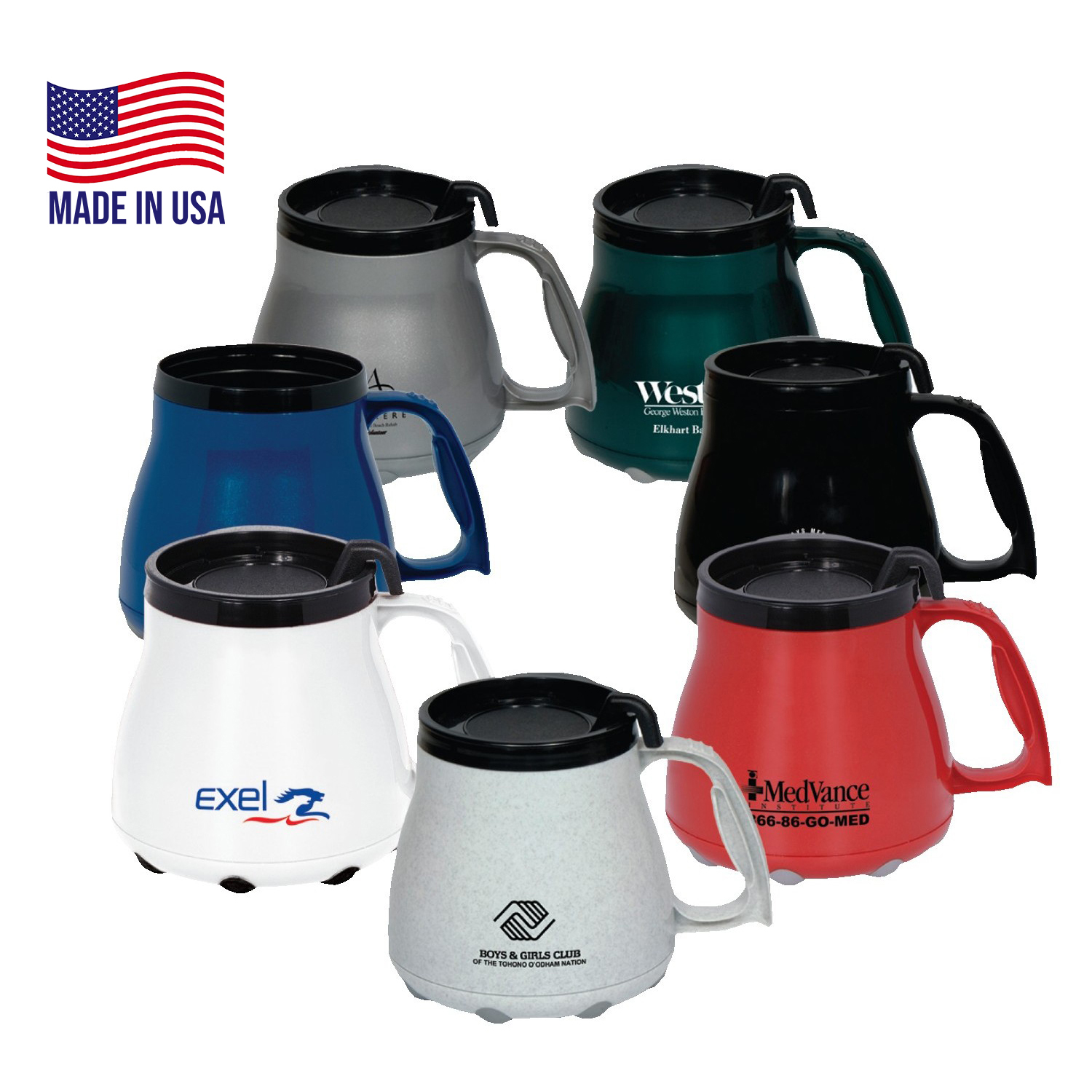 16 oz. USA Made Low Rider Mug with Special Rubber Grip Base & Slider Lid 2