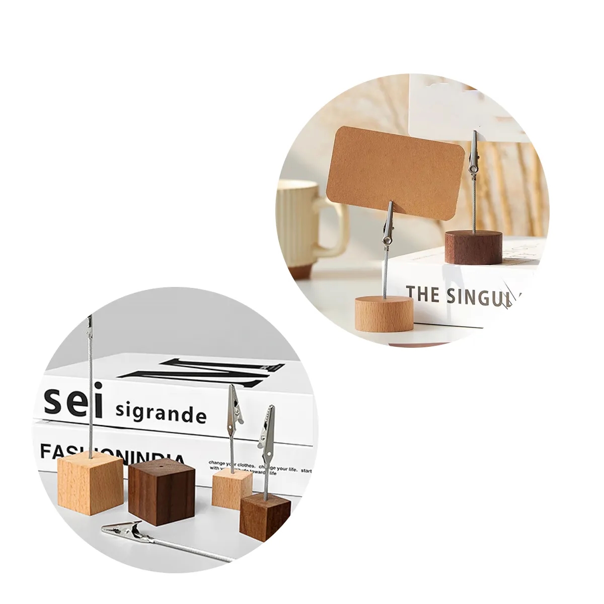 Wood Cube Memo & Photo Clip Holder 3