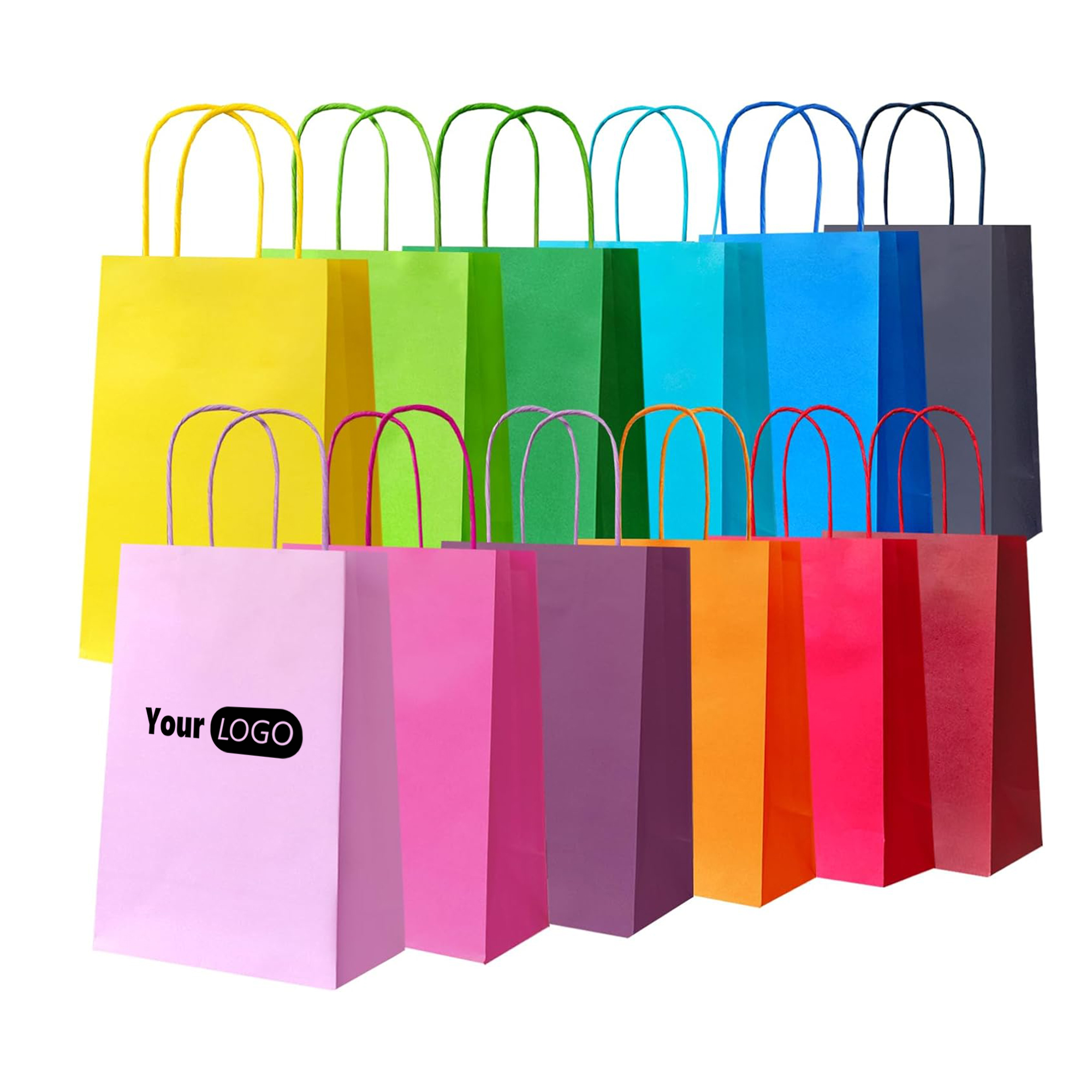 Colorful Kraft Paper Shopping Bags With Handles 2