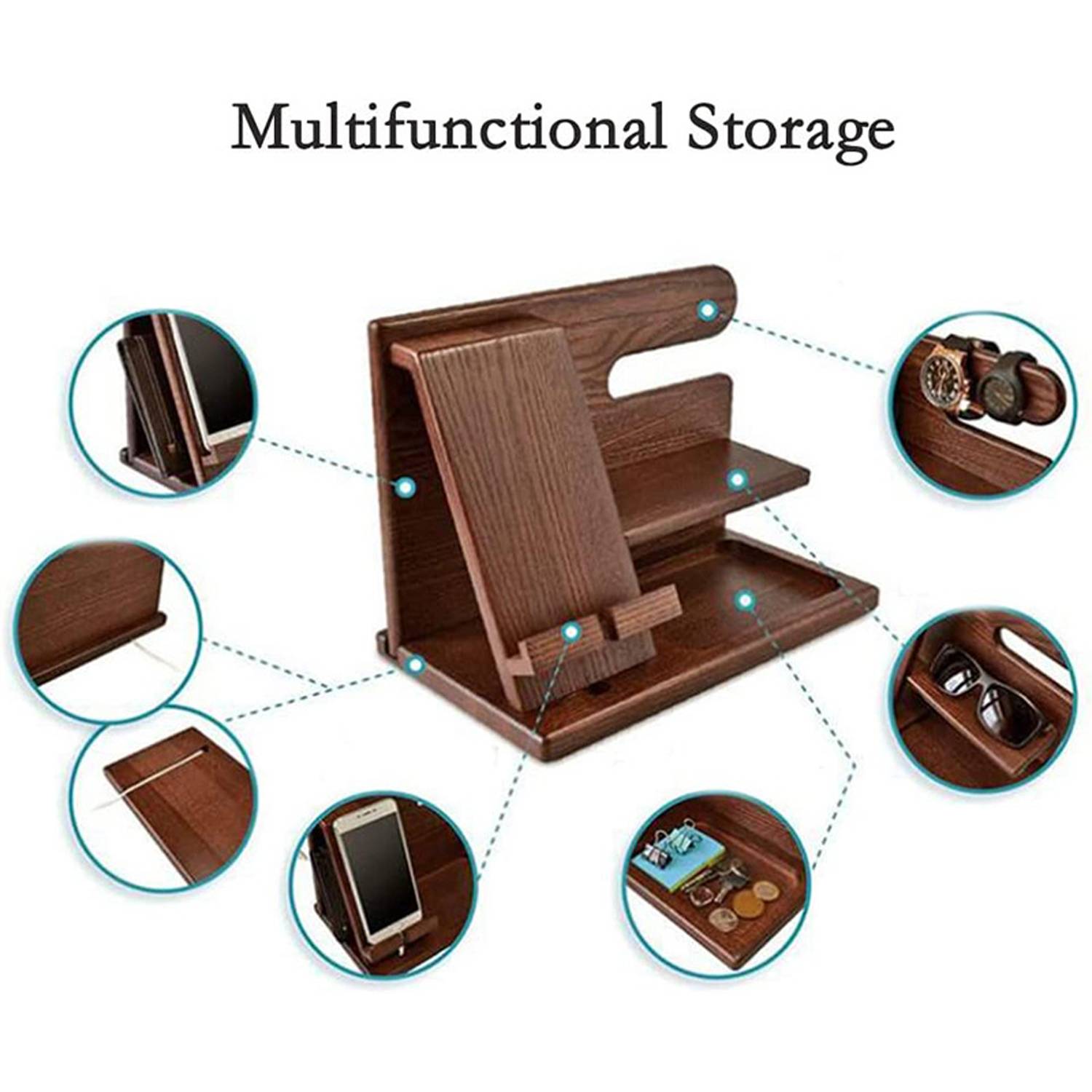 Wooden Phone Docking Station Stand 3