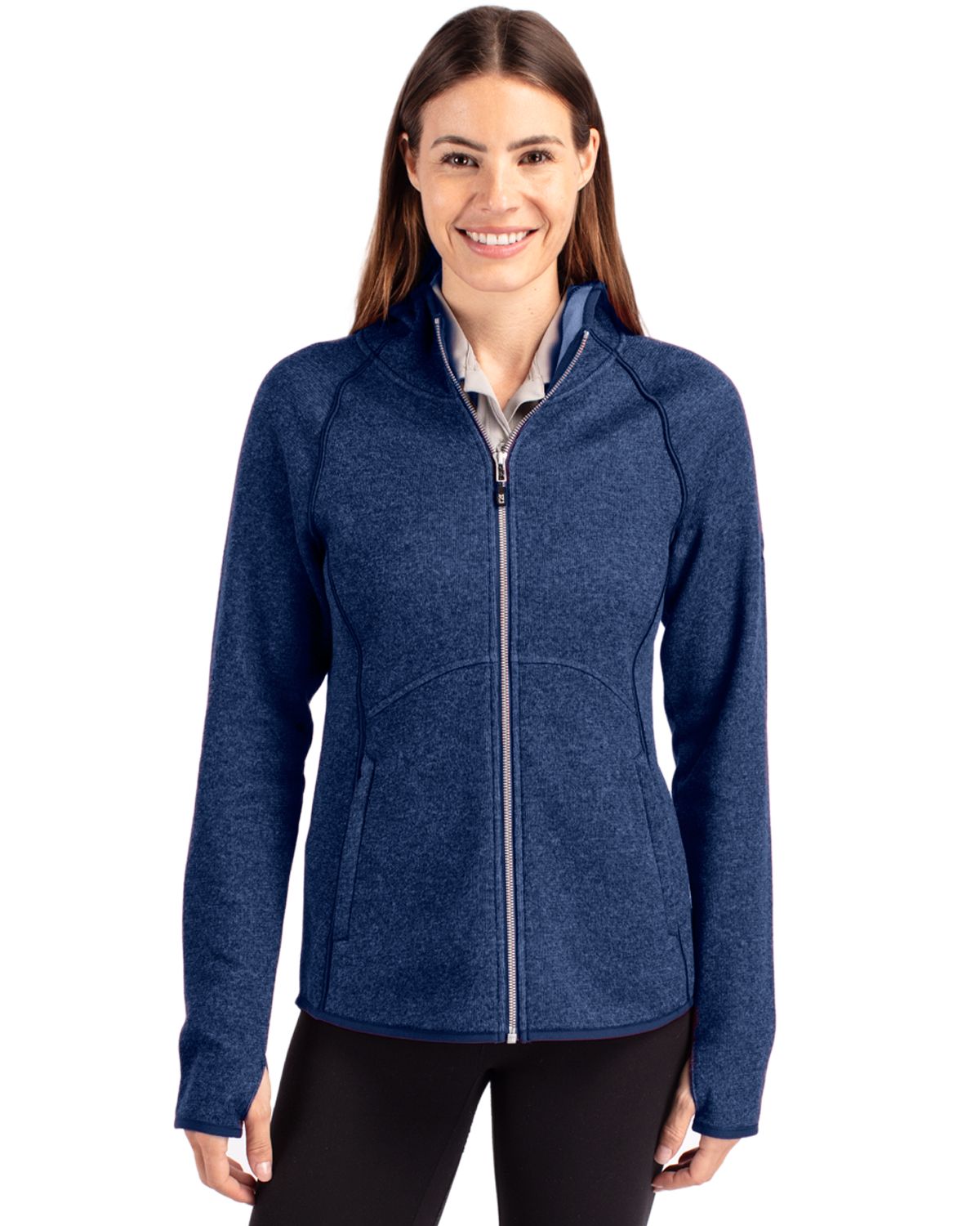 Cutter & Buck Mainsail Sweater-Knit Womens Full Zip Hooded Jacket 60