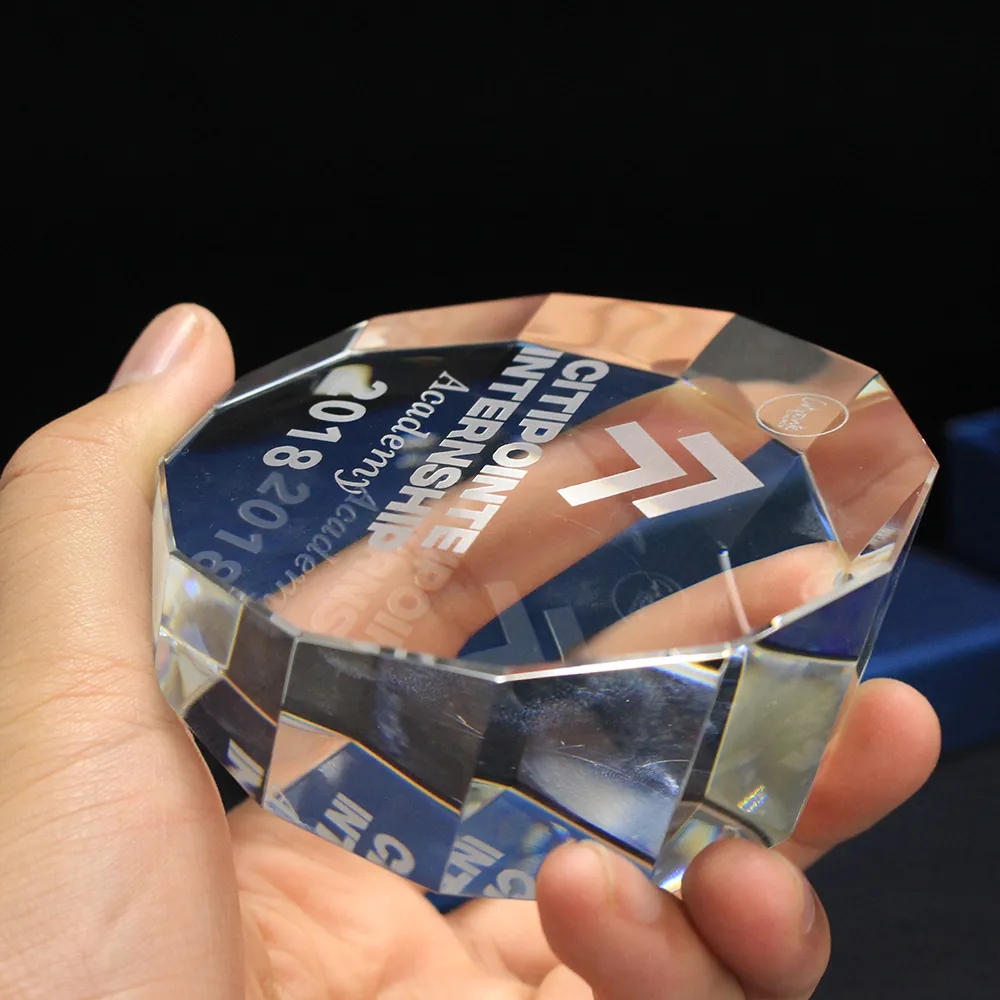 CRYSTAL DOUBLE OCTAGON PAPERWEIGHT 3