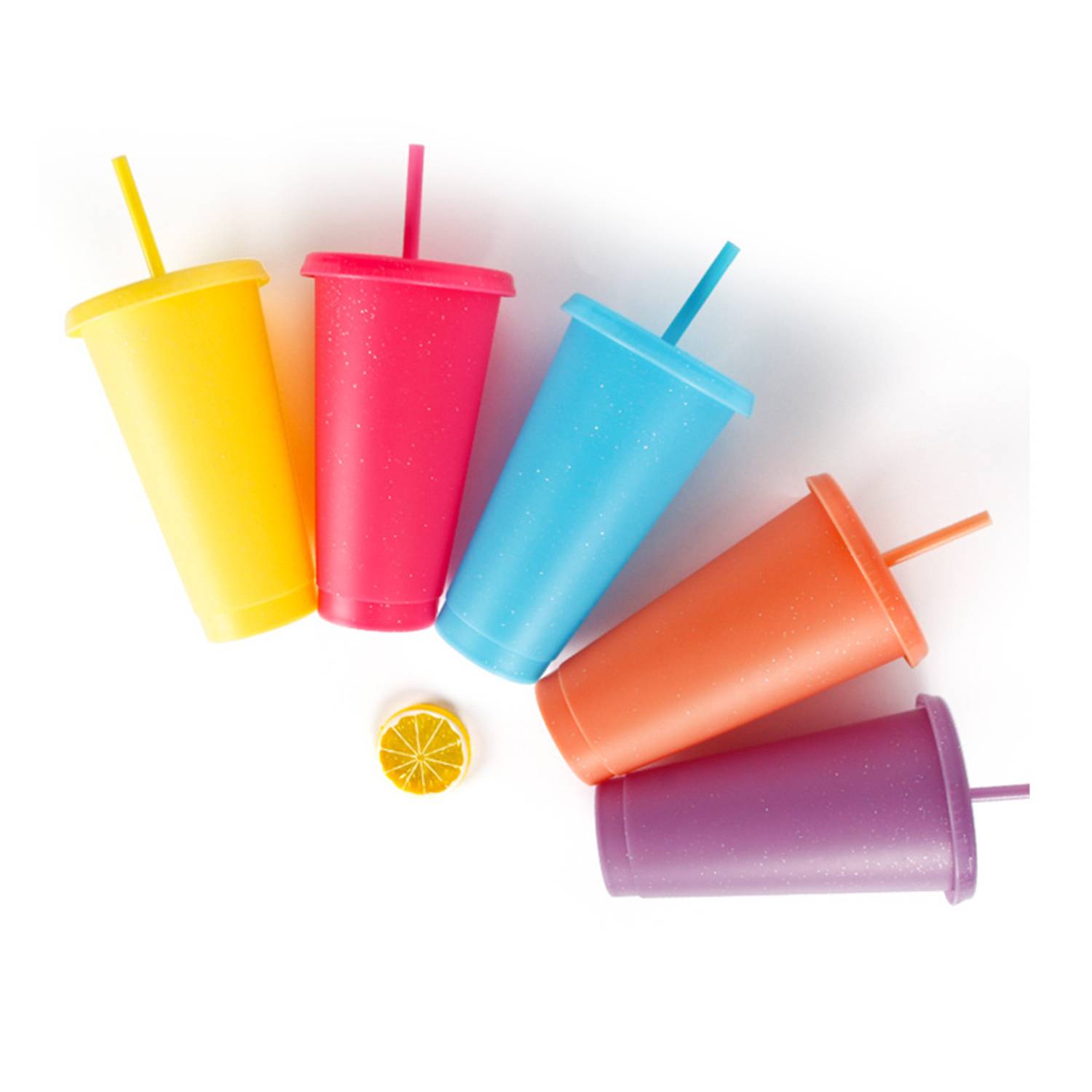 25 Oz Single-layer plastic water cup with shimmering glitter 5