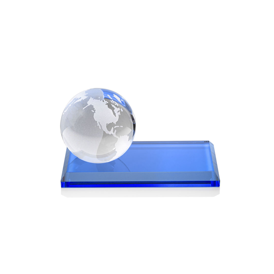 Globe Award on Rectangle Base - Sky Blue 10