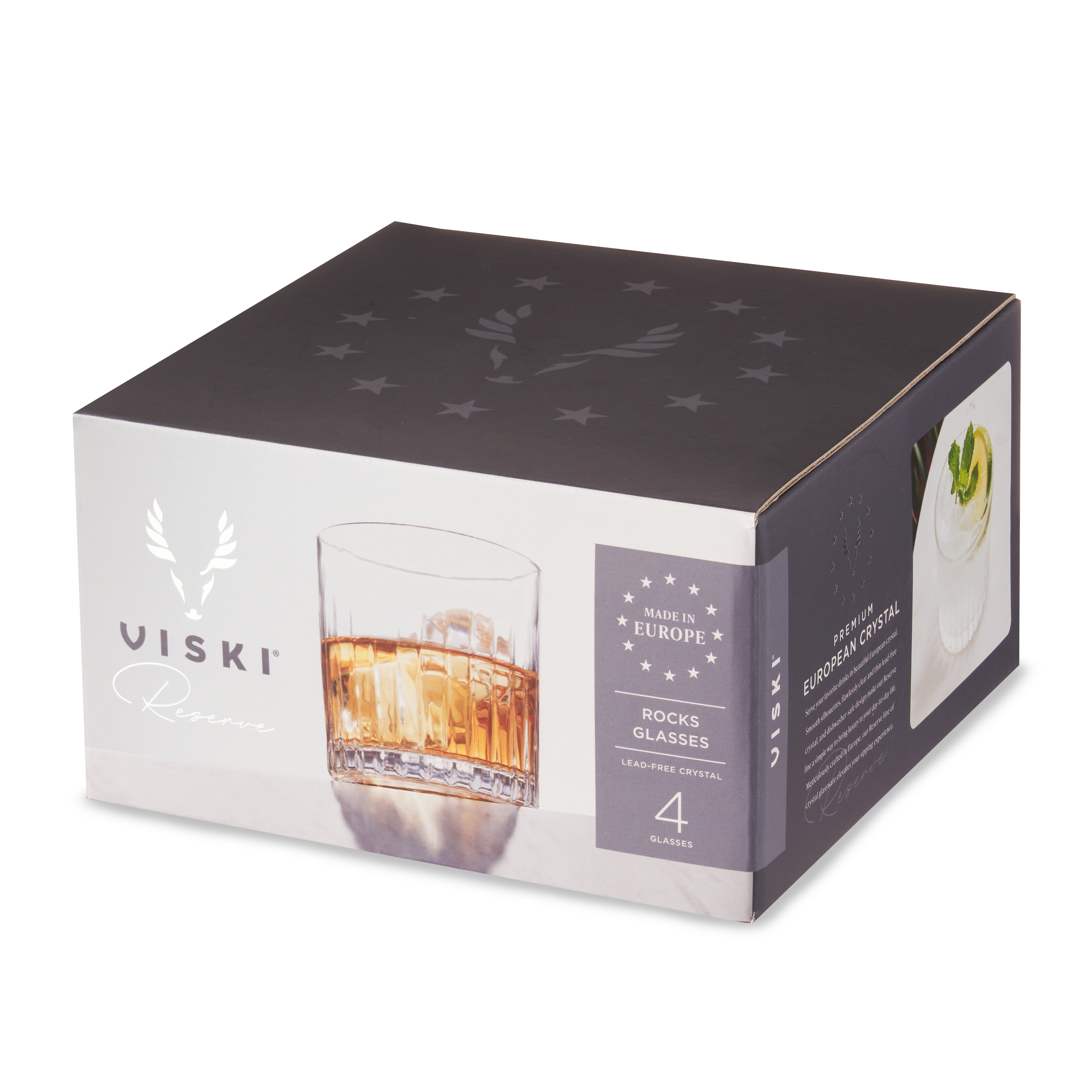 Viski® Reserve Milo Crystal Rocks Glass, set of 4 7