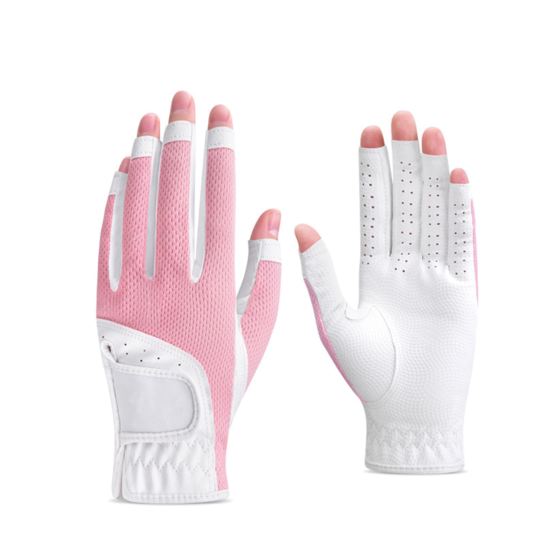 Golf Fingerless Breathable Mesh Sun Protection Gloves 4