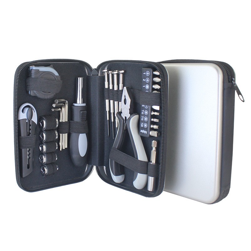 Portable Household Tool Kit with Zipper Metal Case 4