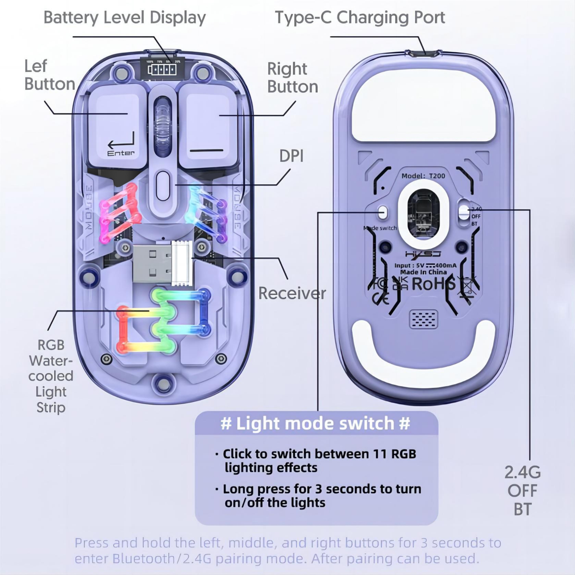Transparent Dual-mode Wireless Mouse 4