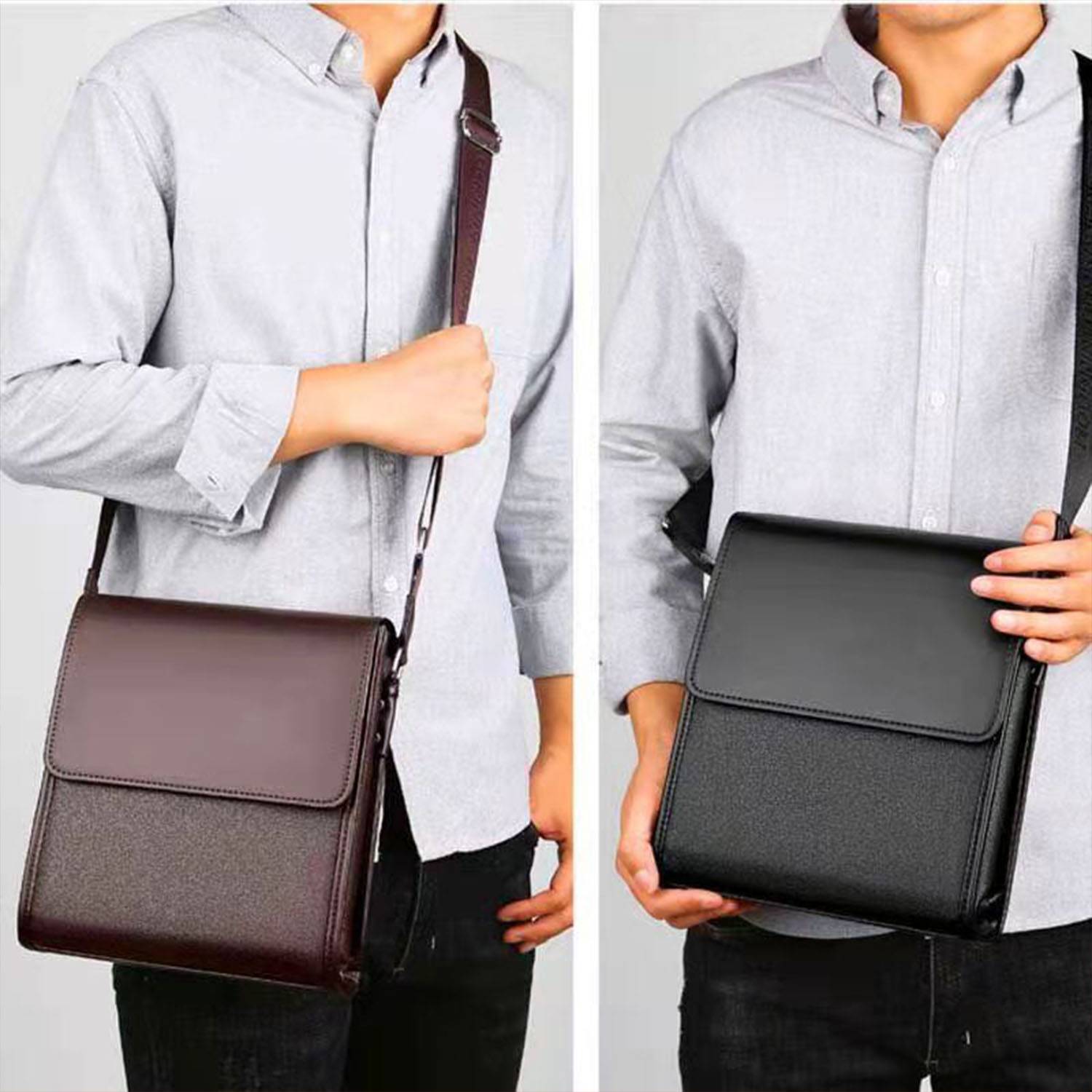 PU Leather Large capacity business crossbody bag for men 5