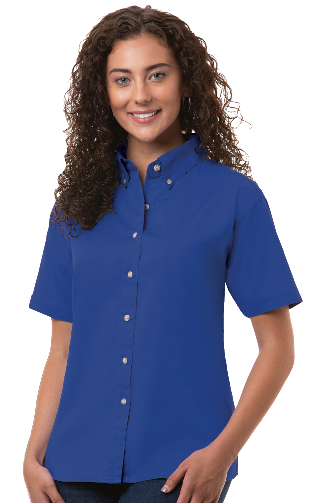Ladies' Short-Sleeve 100% Cotton Twill Shirt 22