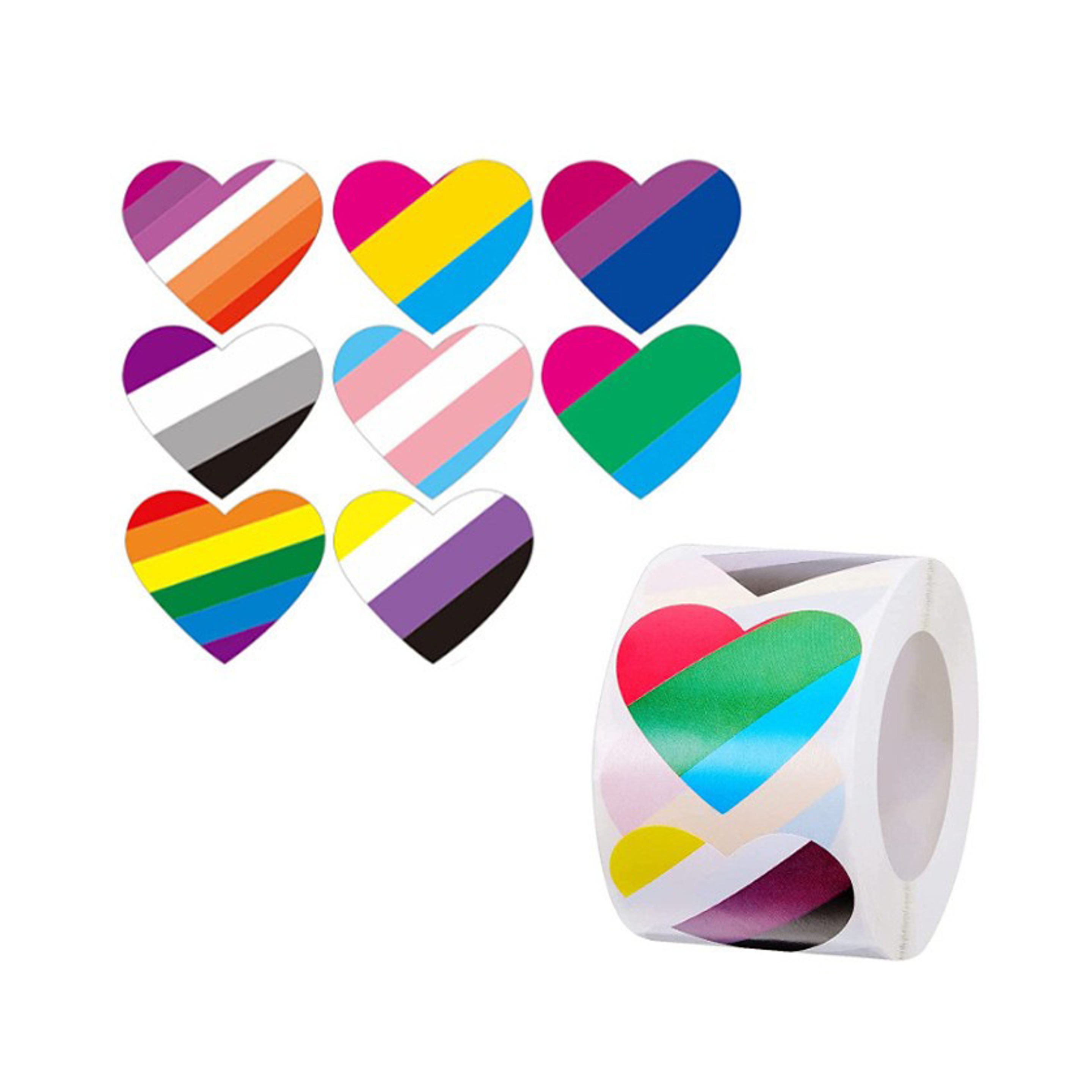 Pride Heart Shape Sticker 1 Roll 9