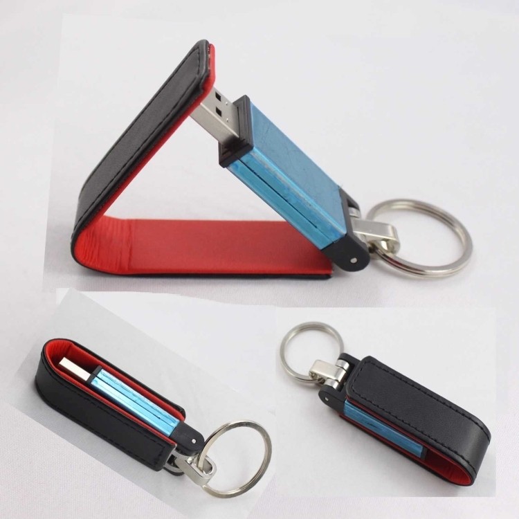 2GB USB flash drivers key chains with PU out coat 2