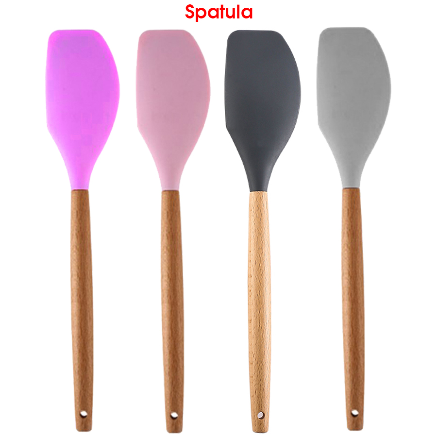 Silicone Cooking Or Serving Utensil With Wooden Handle 4