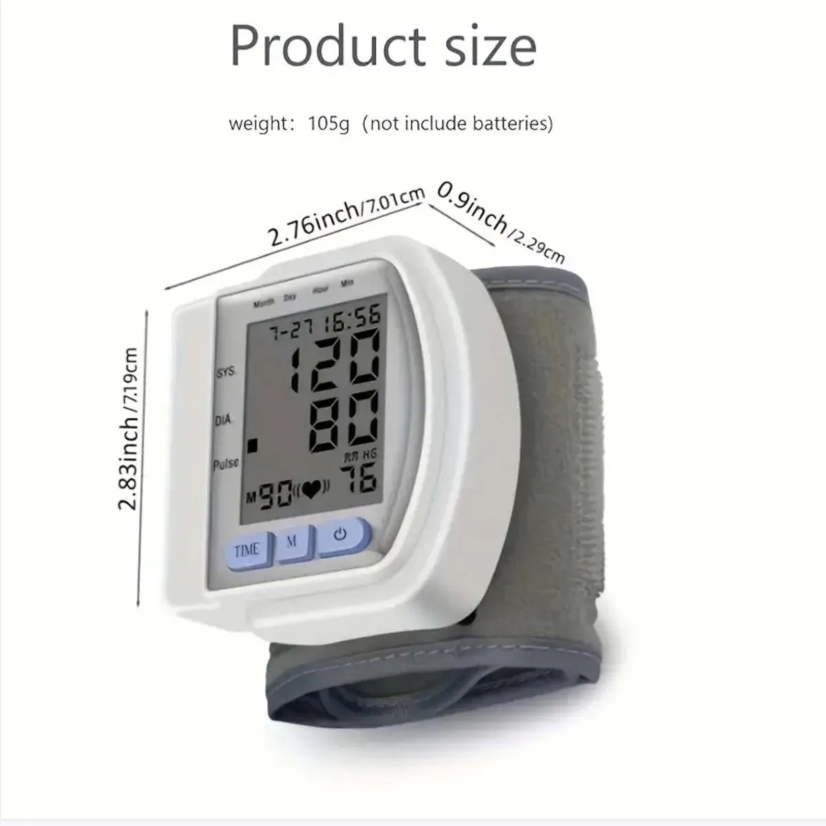 Wrist Blood Pressure Monitor Kit with Extra Large Cuff 8