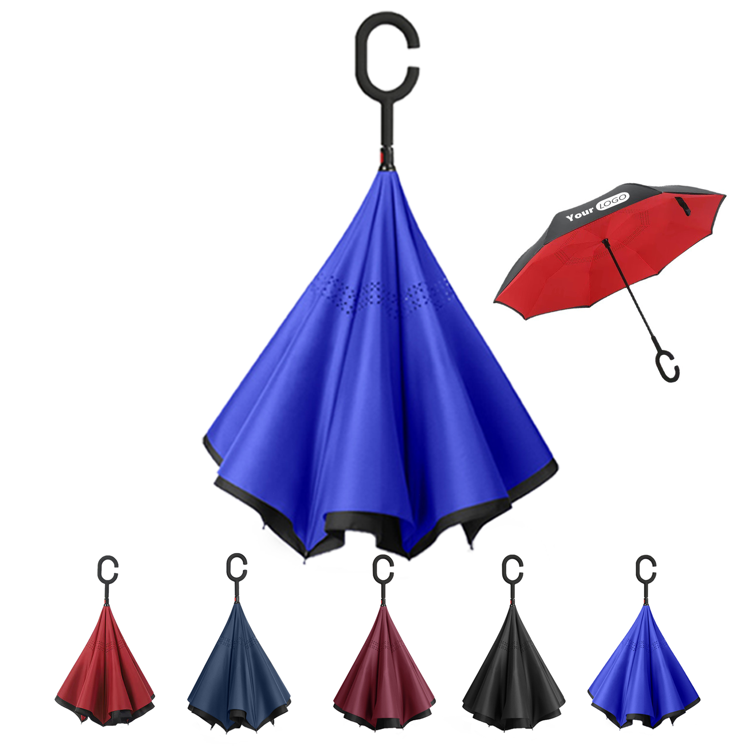 Windproof Inside-Out C-Handle Umbrella 6