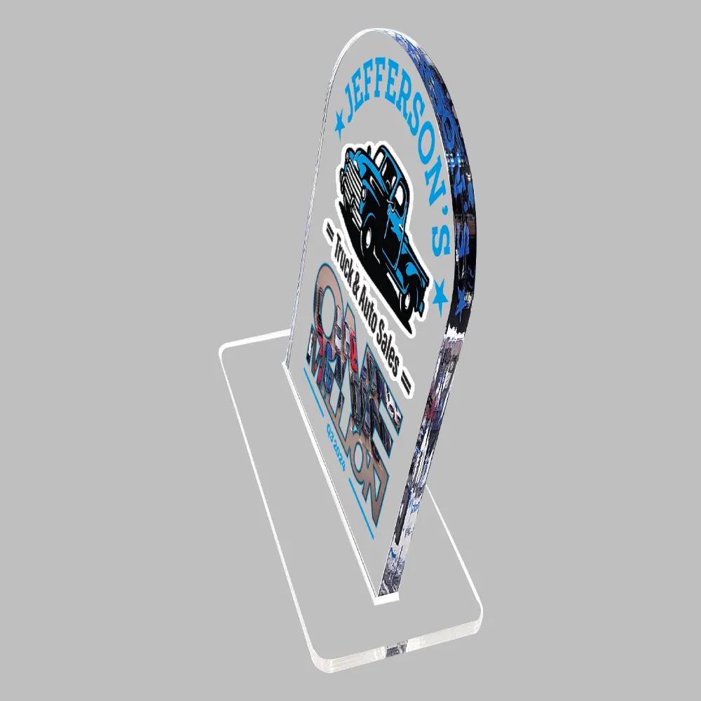 Clear Desk Plaque- Full color- with slotted base 4