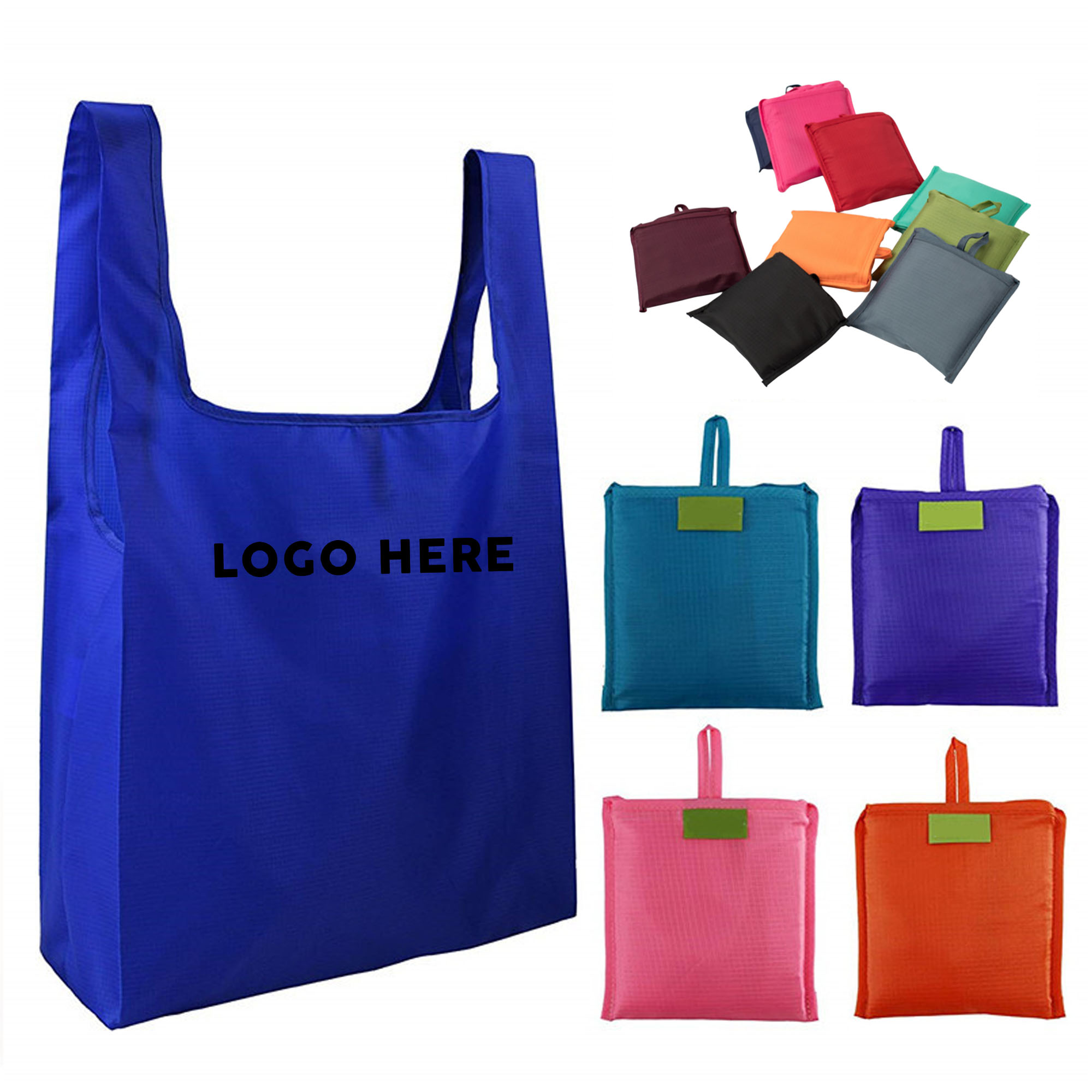Reusable Foldable Polyester Shopping Bag, custom tote bag with logo imprint 2