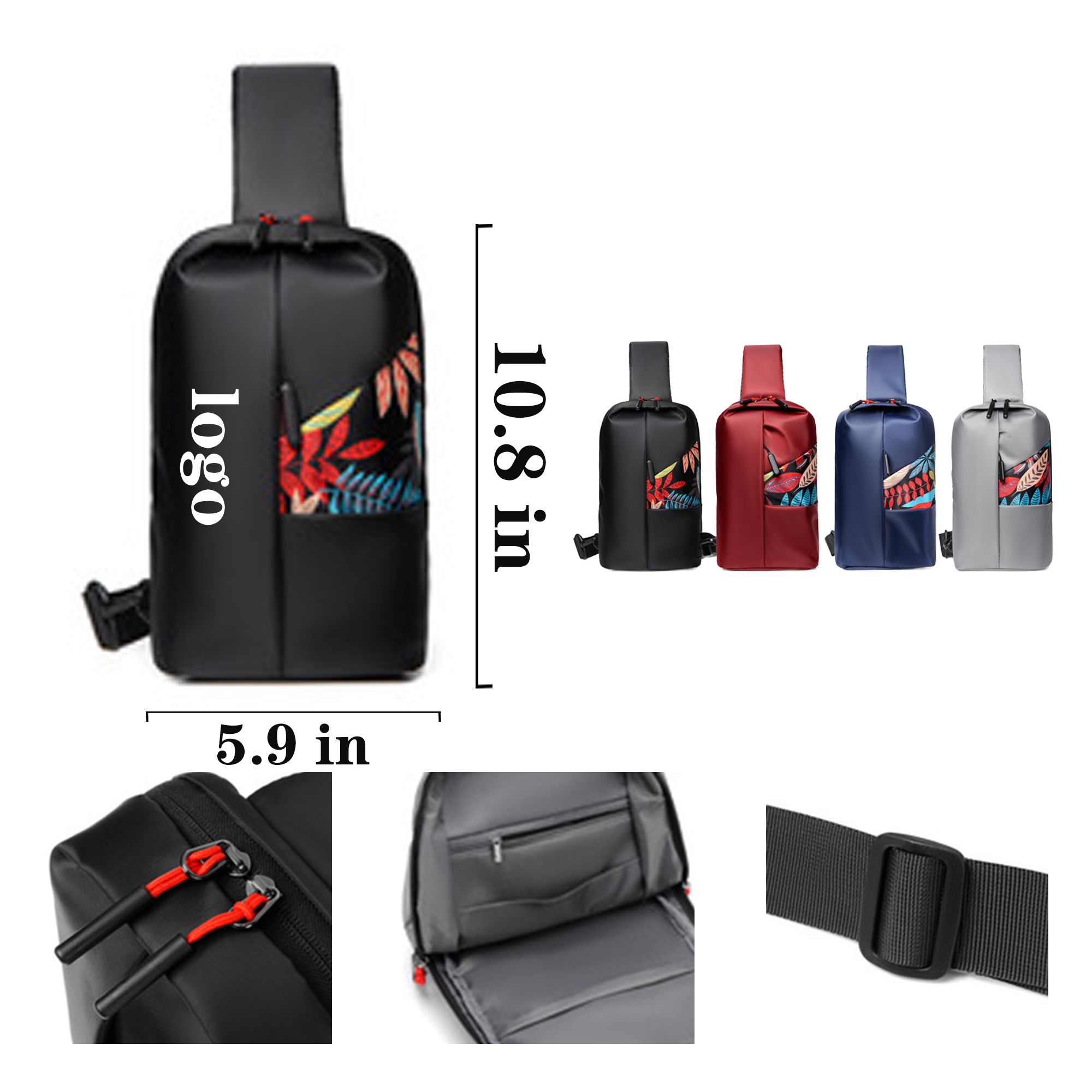 MOQ 30 Customizable Full Color Fashionable Single Shoulder Chest Bag 1