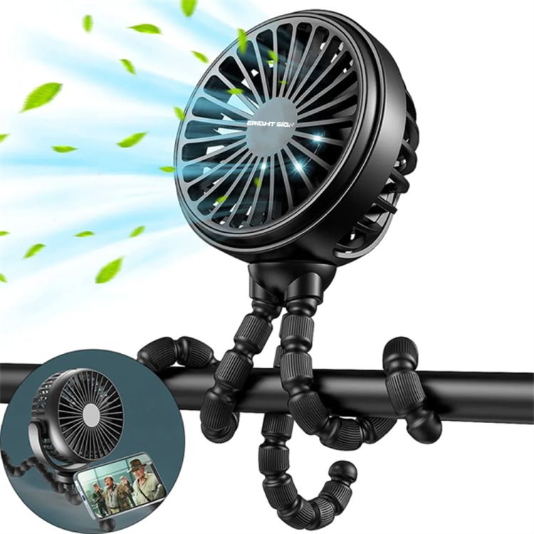 Flexible Tripod USB Stroller Fan with 3-Speed Settings 2