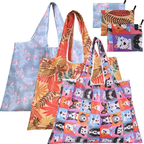 Full Color Jumbo Reusable Foldable Grocery Bags 11