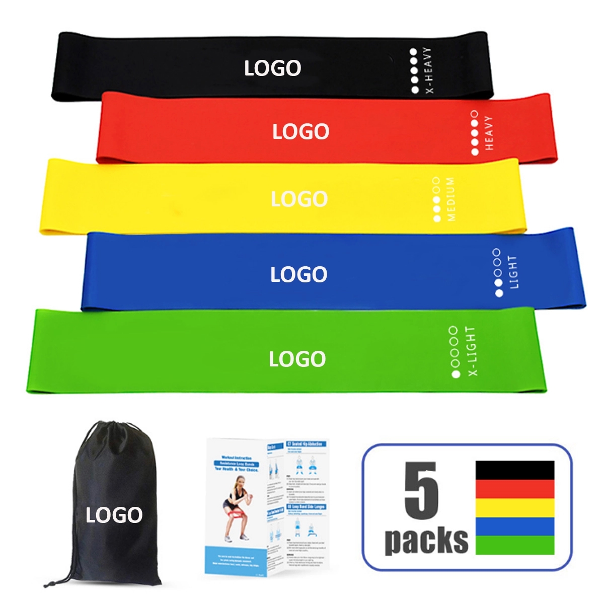 5 Piece For Set Of Exercise Resistance Bands 3