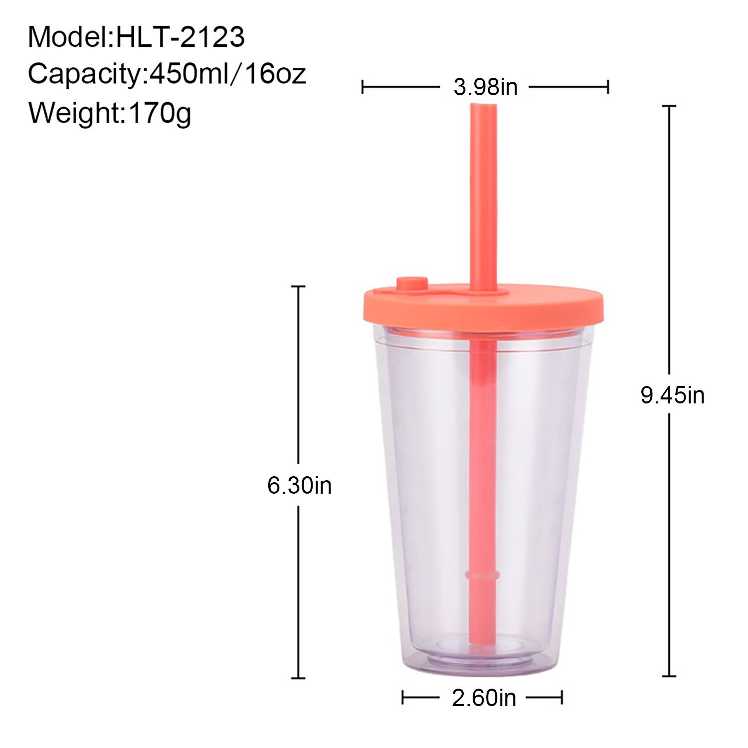 16oz double-layer thickened plastic straw cold drink cup 4
