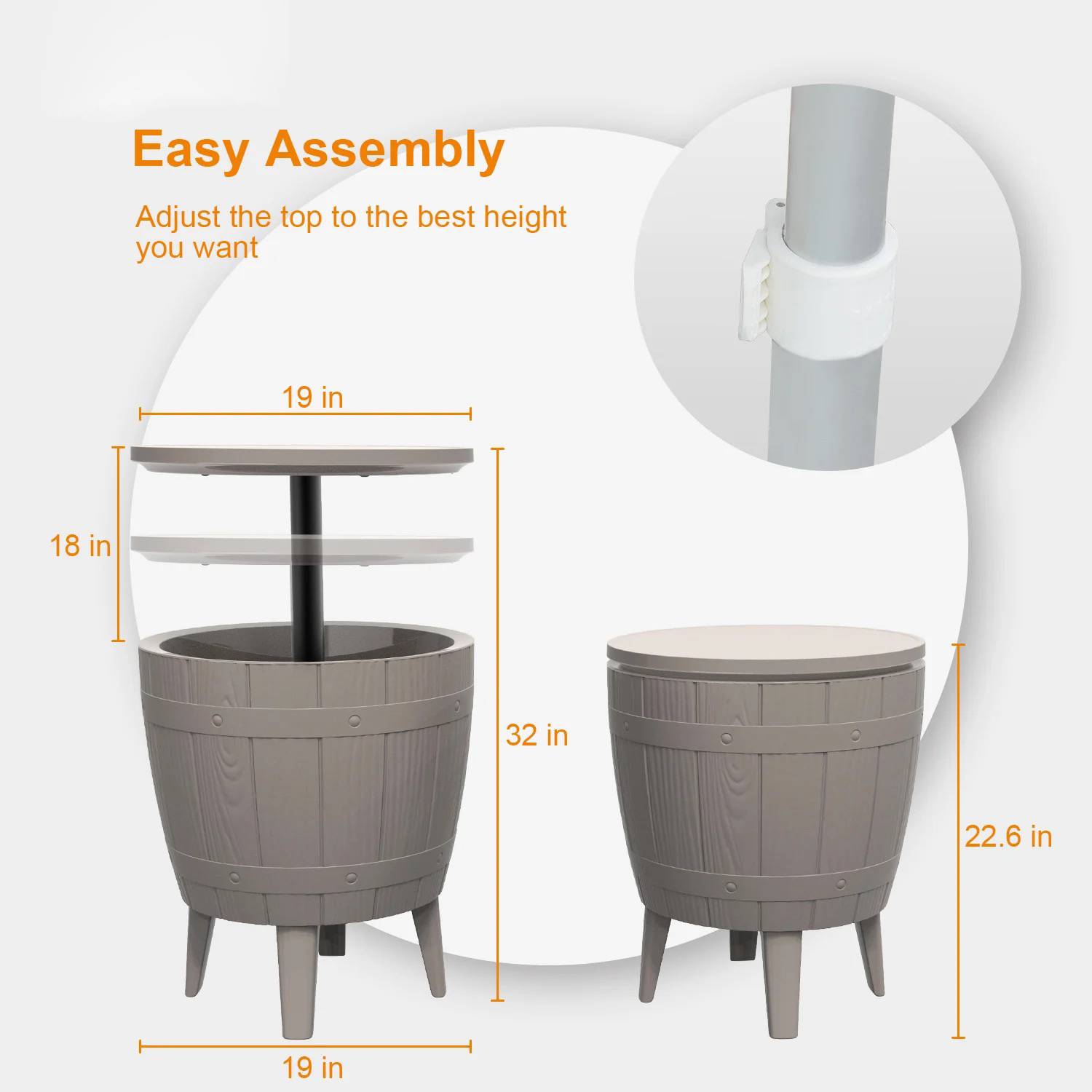 37L Adjustable Ice Bucket Bar Table 5