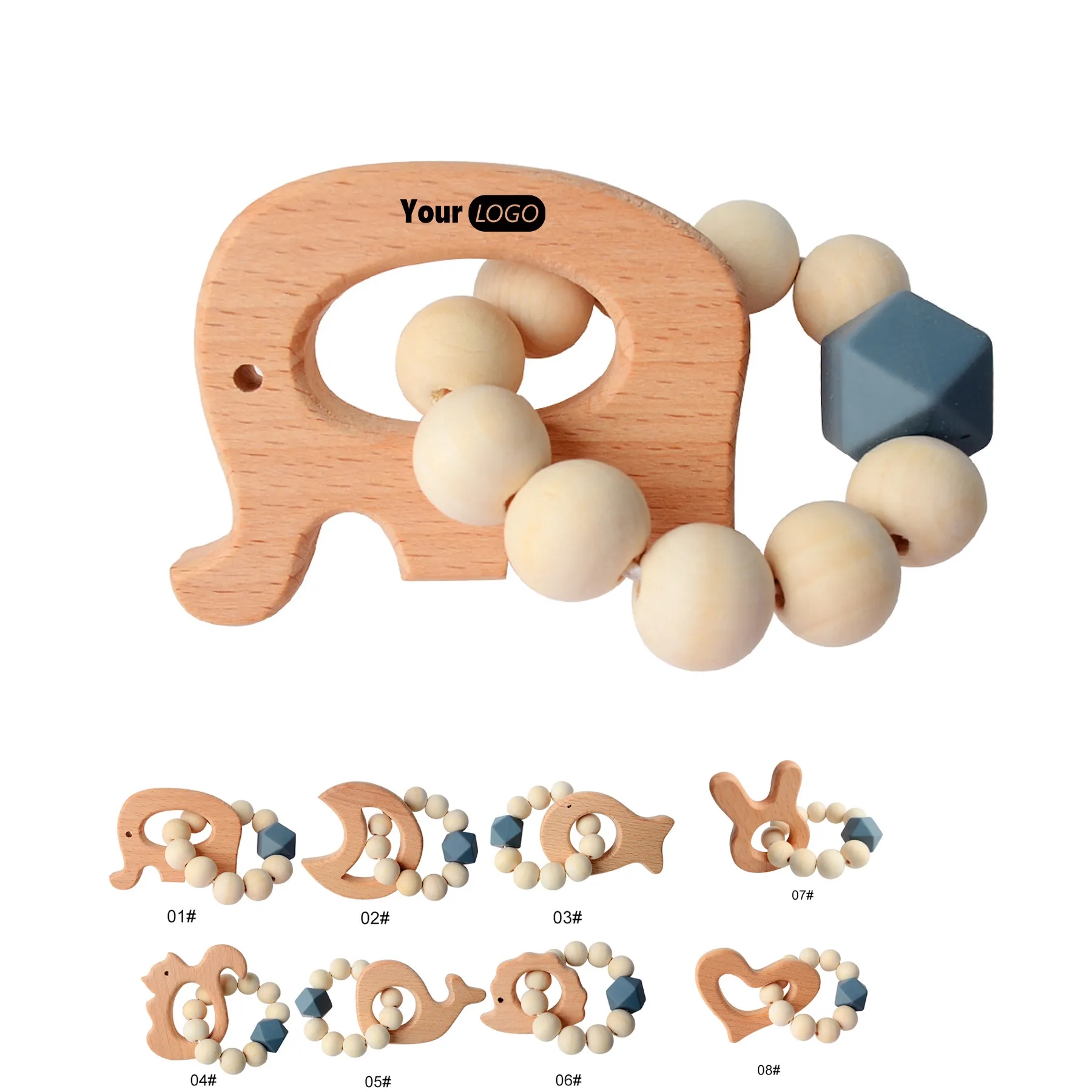 Natural Wood Teething Rattle : 3 M+ 10