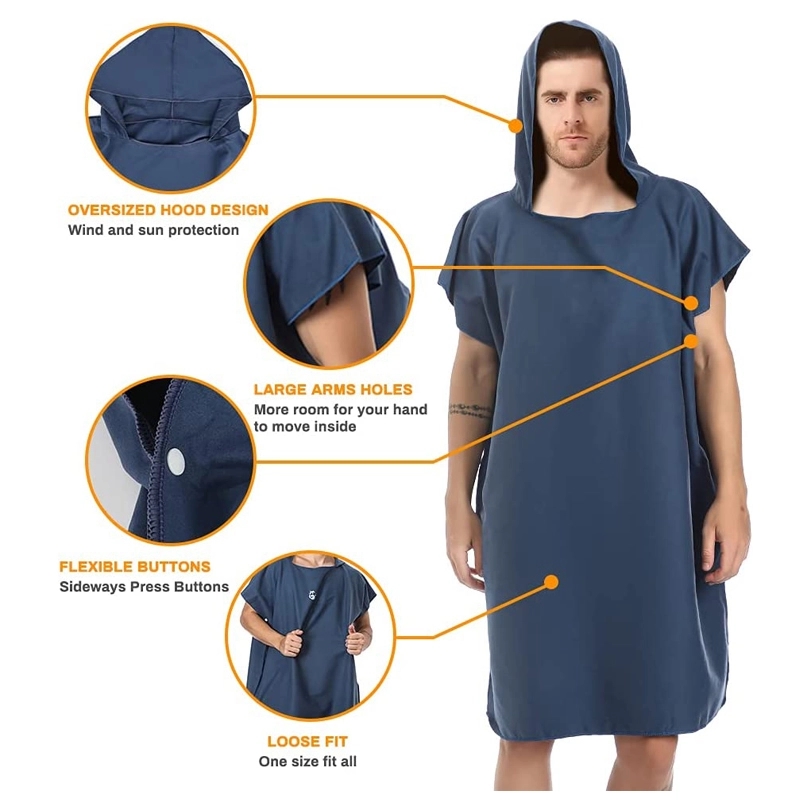 Quick-Drying Beach Surf Poncho Changing Robe With Hood 4