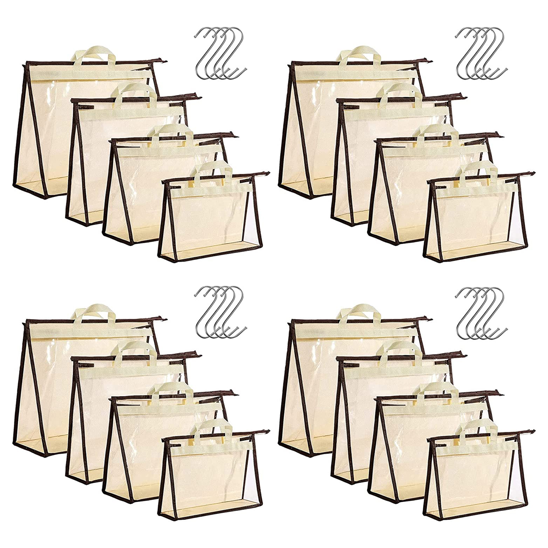 4Pcs Clear Handbag Storage Organizer