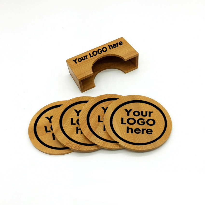Round Wooden Coaster Set 4
