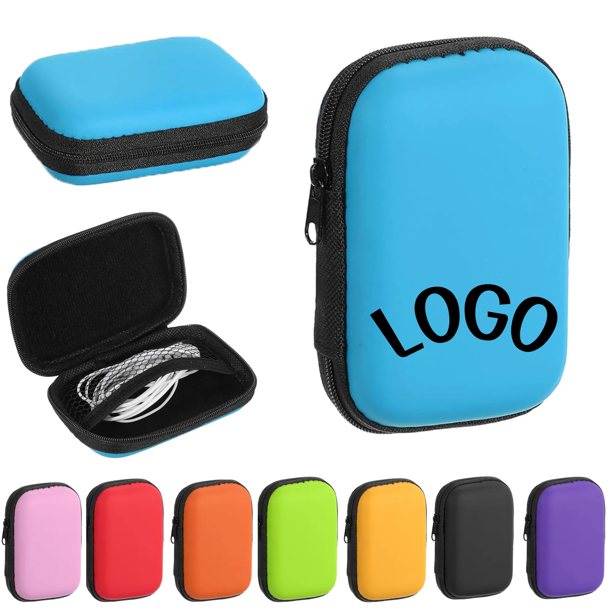 MOQ Portable EVA Earphone Case with Mesh Pocket Organizer 8