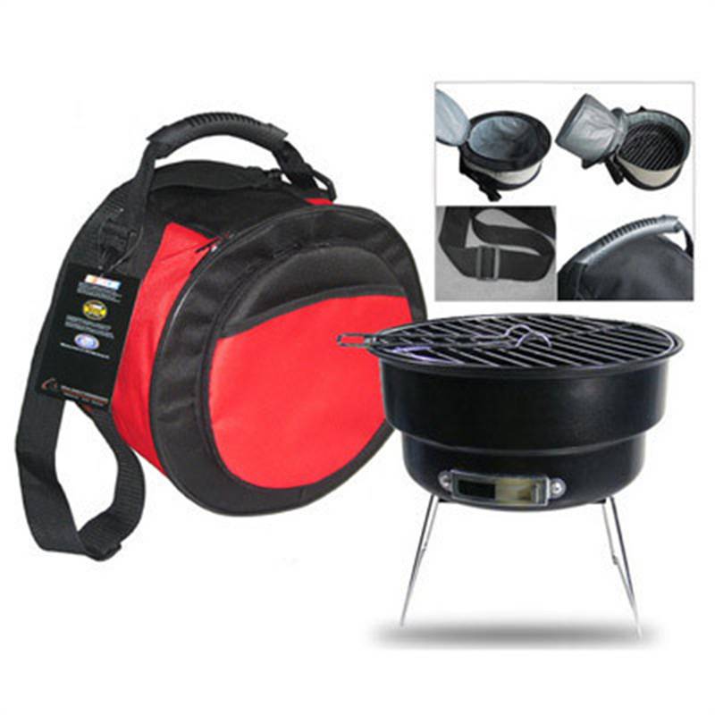 Portable Round Barbecue BBQ Charcoal Grill W/ Cooler Bag 4