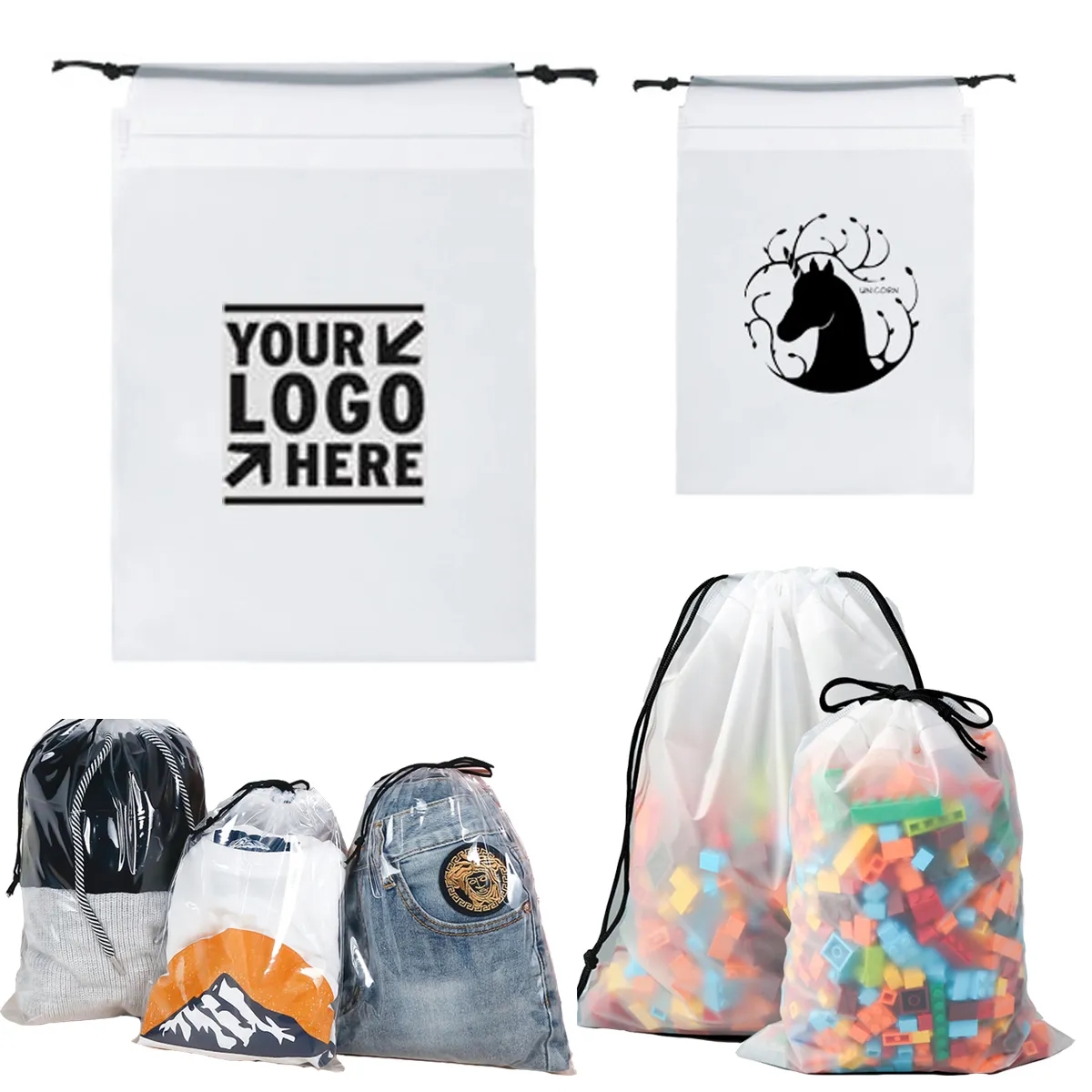 Frosted Transparent Double Drawstring Pouch Waterproof 2