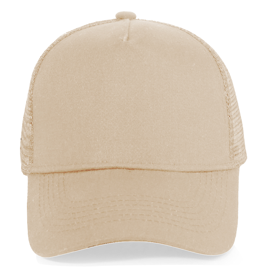 Stock Solid Color Cotton 5-Panel Trucker Cap 16