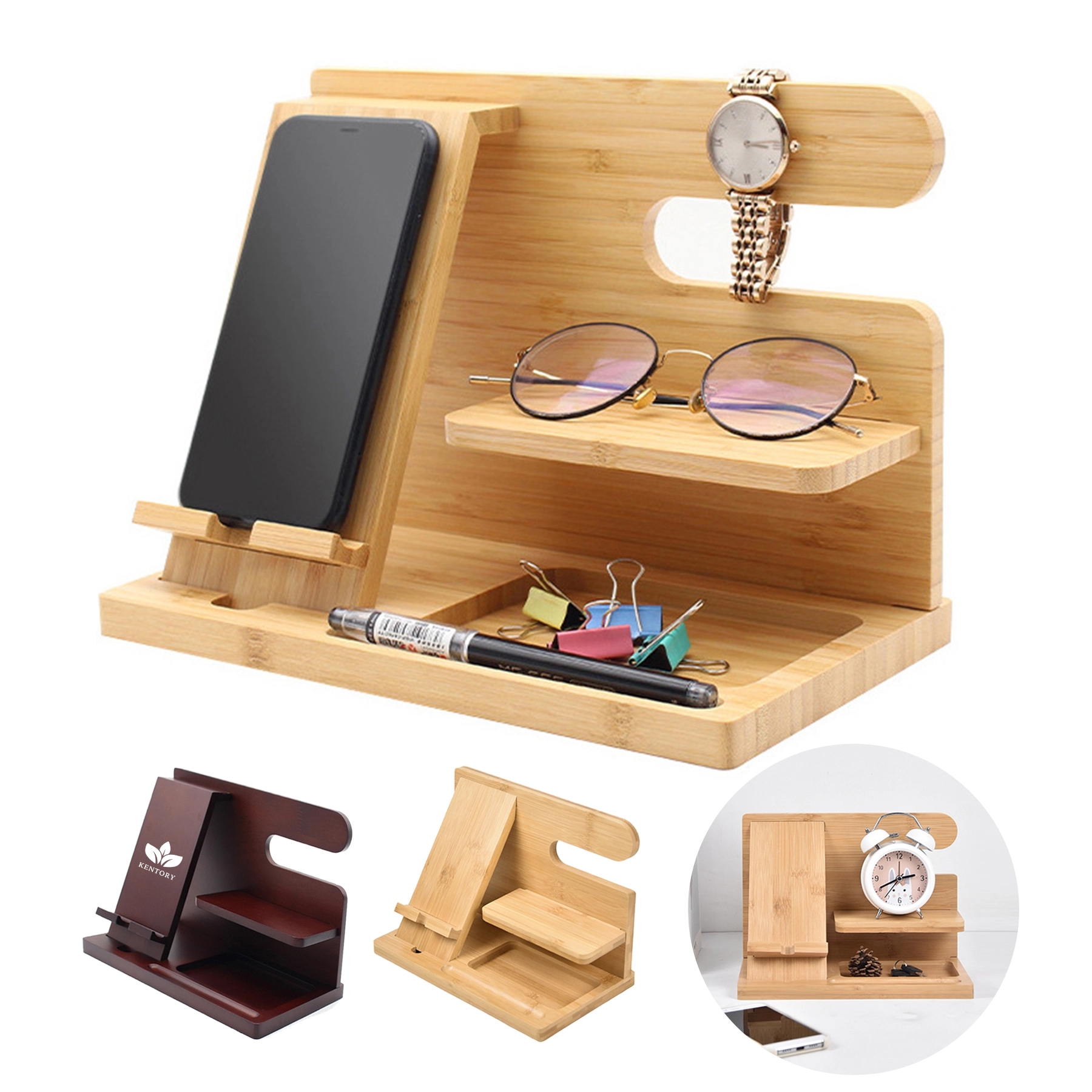 Wood Phone Docking Station Desk Organizer 3
