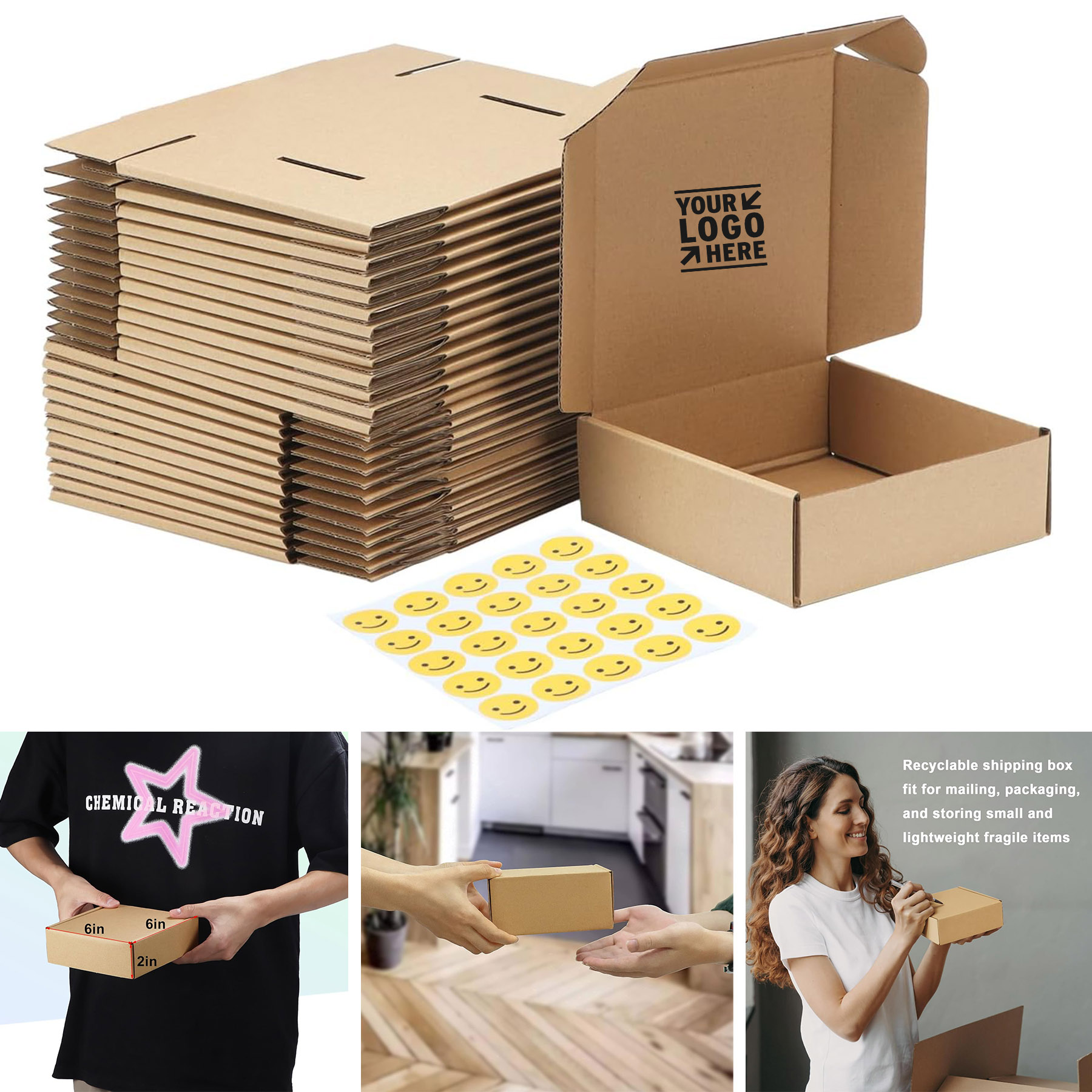 6x6x2 Inches Small Corrugated Packing Literature Mailer Cardboard Shipping Box 2