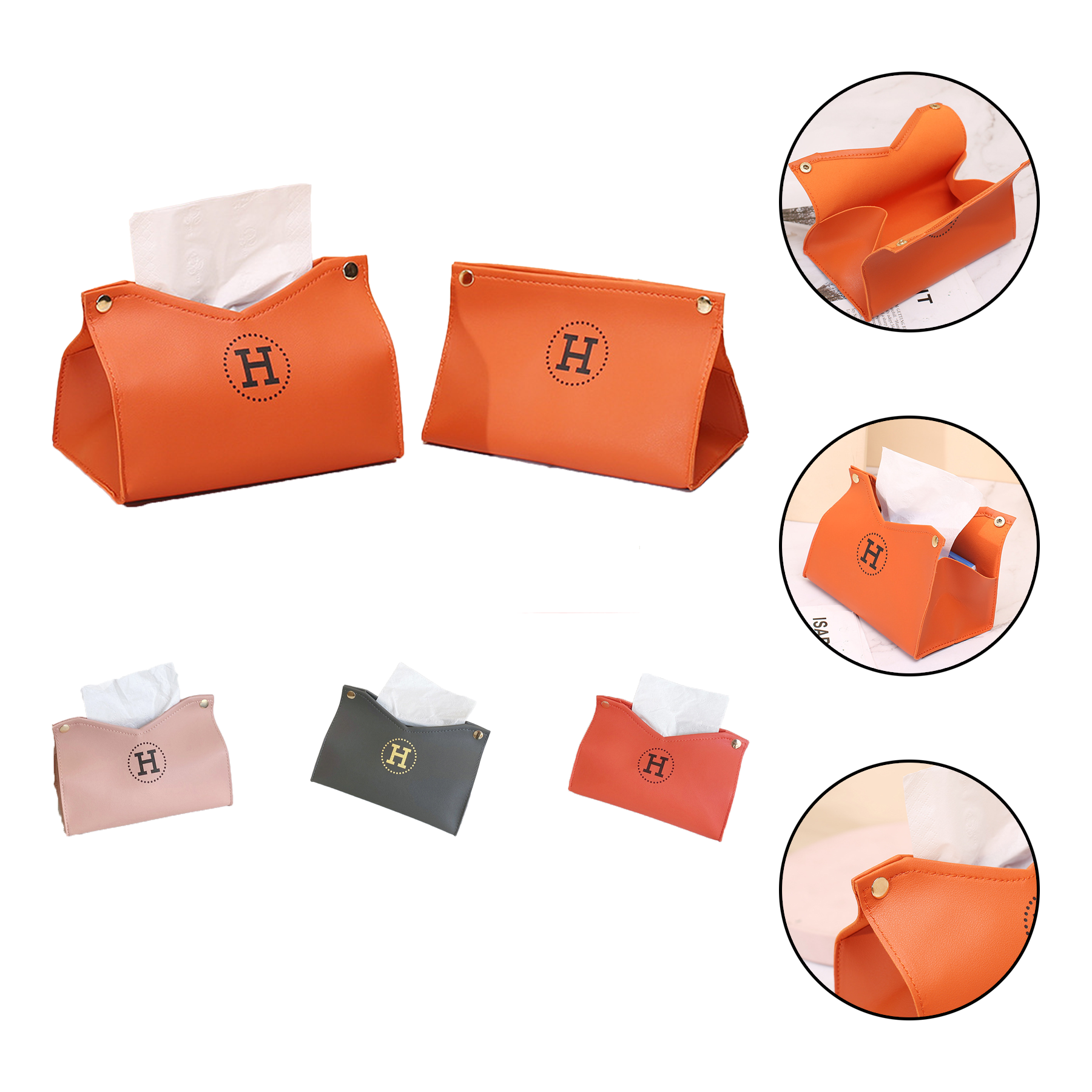 Modern PU Leather Tissue Box Holder Napkin Organizer 2