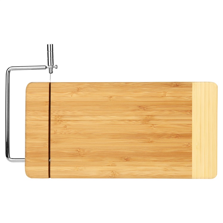 12" x 6" Bamboo Rectangle Cutting Board with Metal Cheese Cutter 1