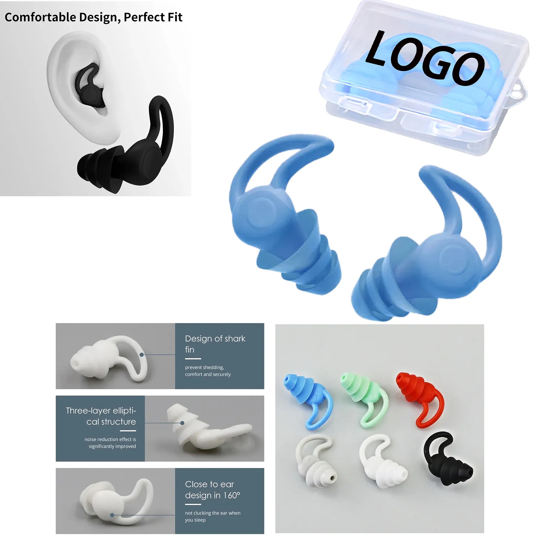 Silicone Noise-Isolating Earplugs Travel Noise Protection 4